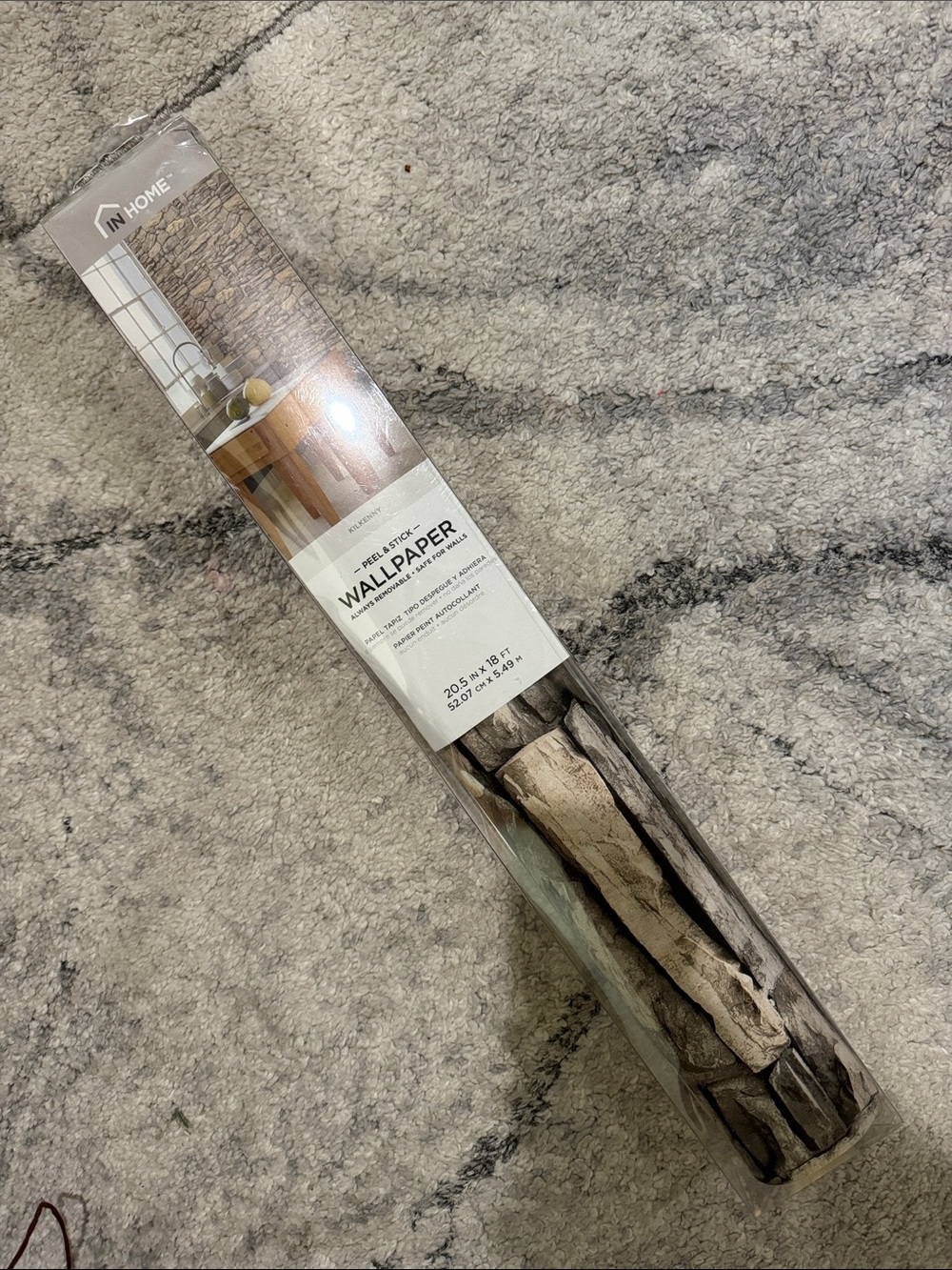 InHome Peel & Stick Stone Accent Wallpaper Roll in Brown and Gray